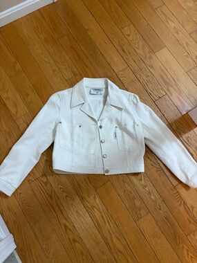 Chanel White Cropped Denim Jacket
